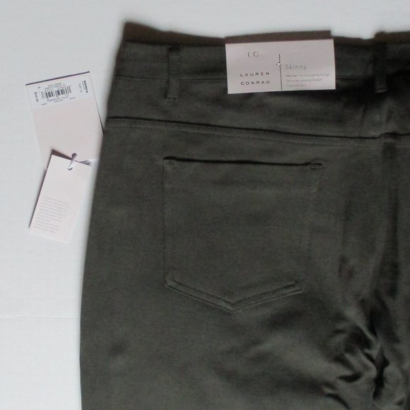 Dark Green Skinny Ankle Pants Stretch Rayon Fabric LC Lauren Conrad Sz 18 NWT - Picture 7 of 9